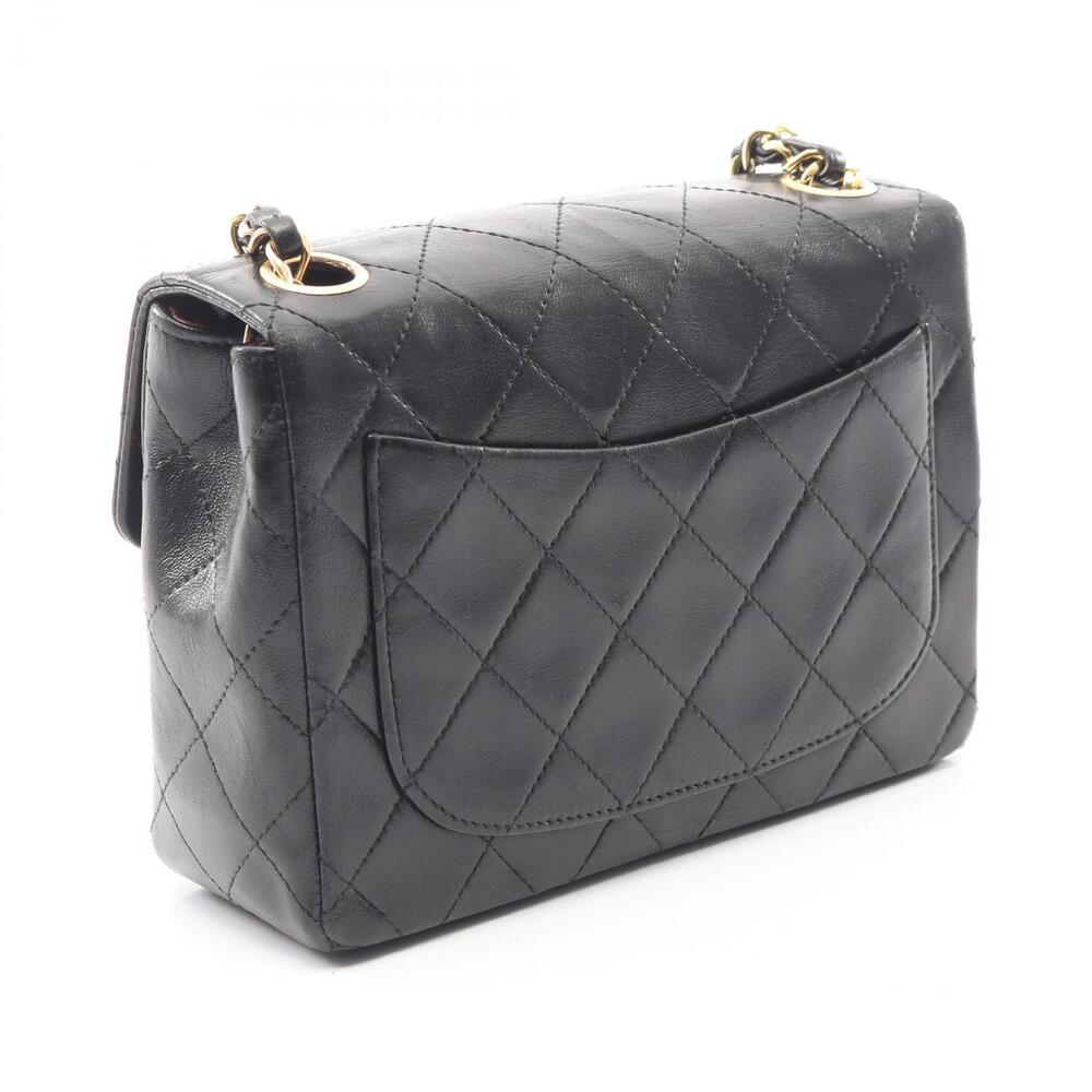 Chanel Black Bag Sheepskin Shoulder Matelasse Lambskin Black